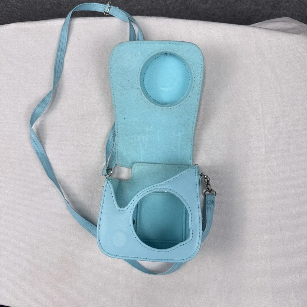 Fujifilm Instax Mini 8 9 Camera Case Faux Leather Light Blue Braided Strap